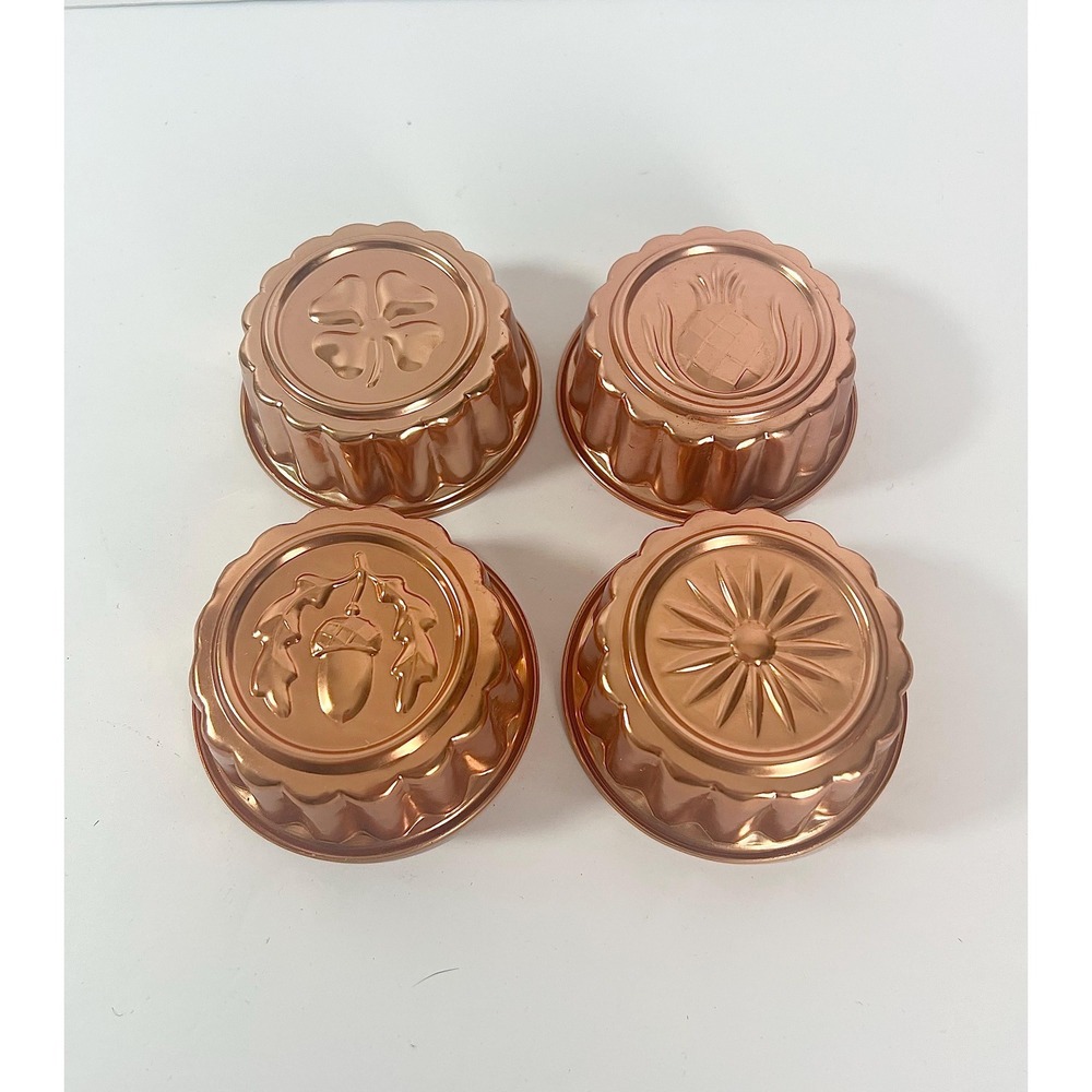 Vintage MCM Copper Miniature Aluminum Dessert Molds Decor Set of 4